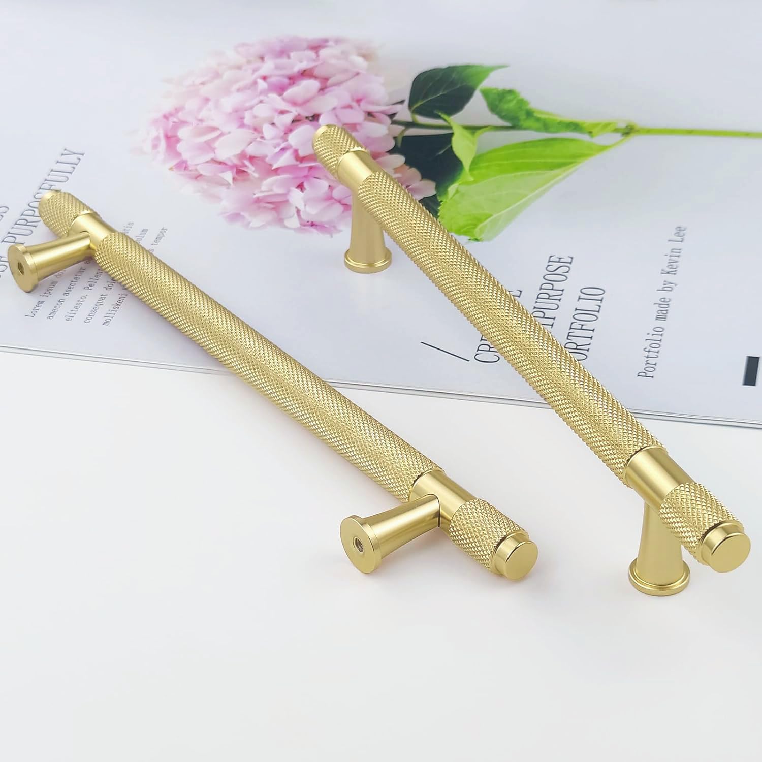 Pexintek 6 Pack Gold Modern Kitchen Cabinet Handles 160mm (6.3 Inch) Pulls