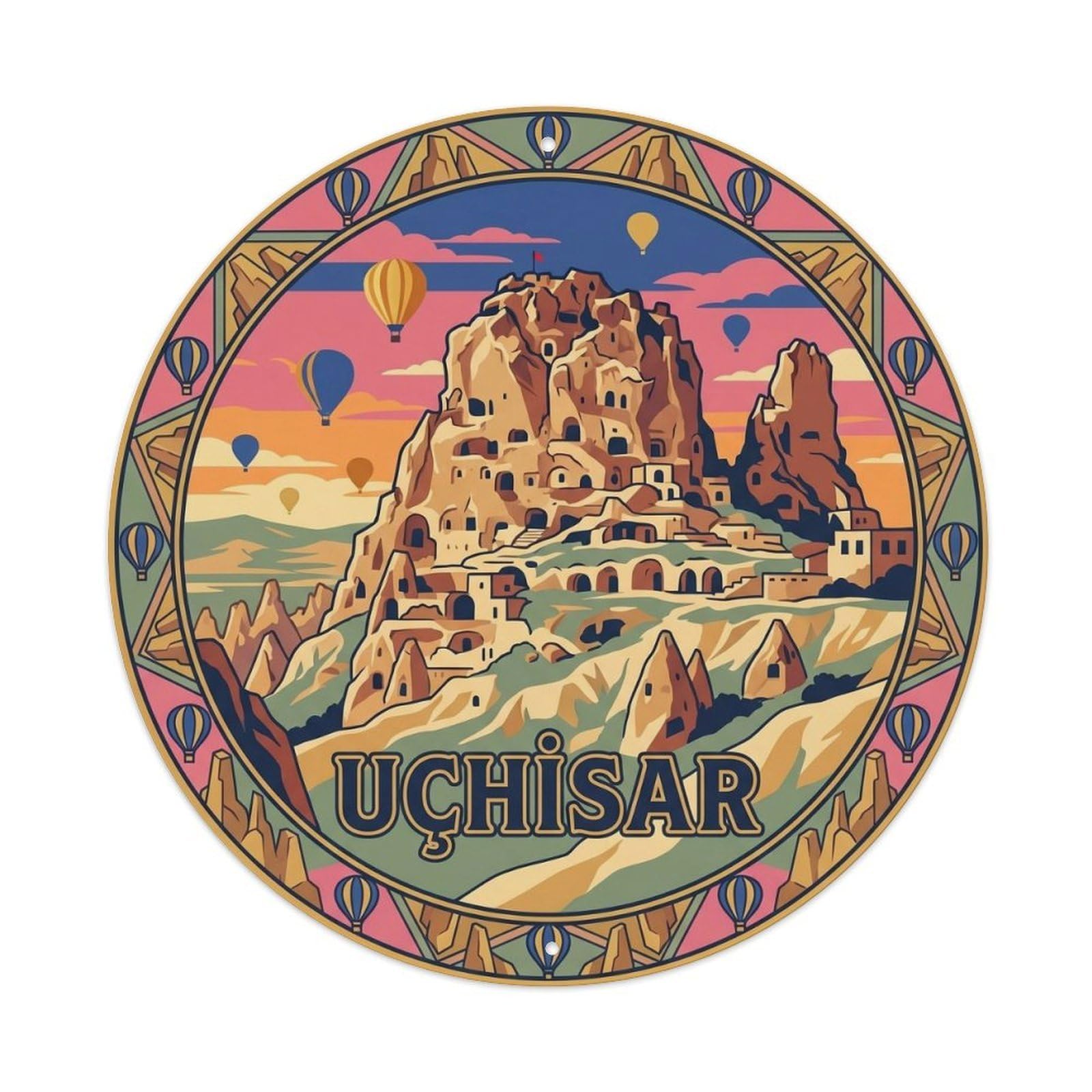 Nevsehir Uchisar Castle Rock Fortress Turkey Vintage Metal Tin Sign