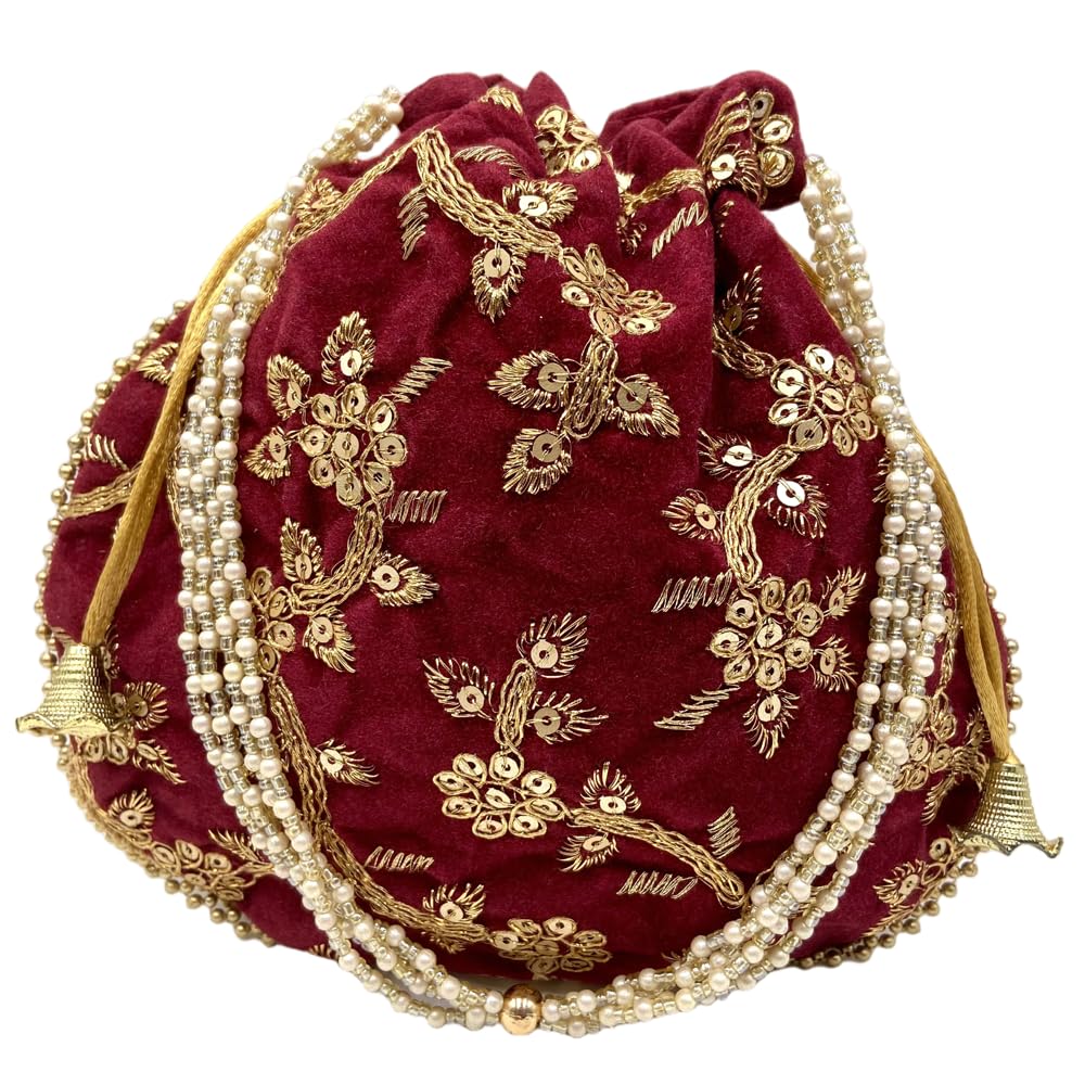 Velvet Sequence Bridal Potli Bag for Women-image-21