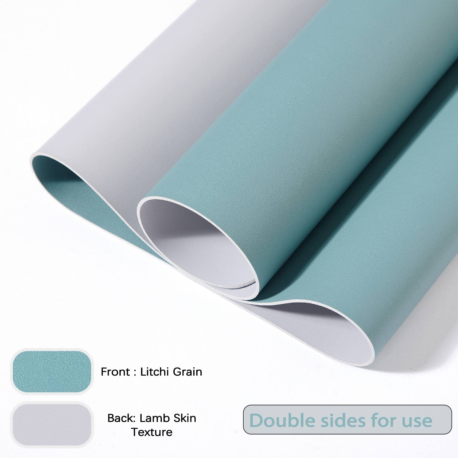 DOBAOJIA Sottomano da Ufficio, Tappetino da Tavolo, Tappetino Tastiera e Mouse, Tappetino PC Scrivania, per Casa/Ufficio, Uso Doppio Lato Simipelle PU Impermeabile 70 x 35 cm (Verde Grigiastro/Grigio)