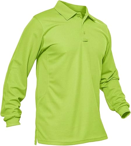 MAGCOMSEN Camisas polo para hombre, 3 botones, secado rápido, manga larga, tácticas, camisa de golf