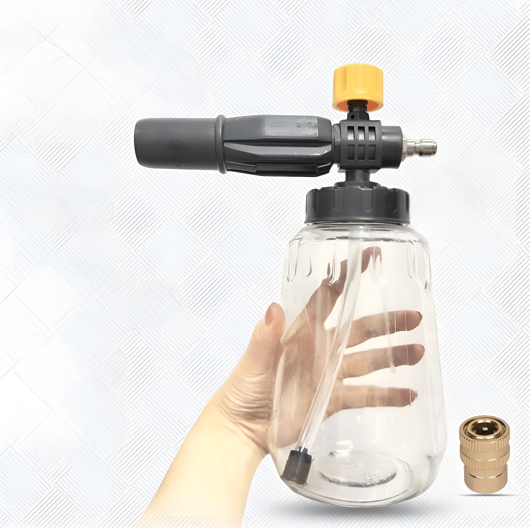FT TOOLS Brass Adjustable Transparent Foam Cannon 1 Liter Bottle Transparent Foam Lance with 1/4" Quick Connector Thick Foam Blaster for Pressure Washer-image-48