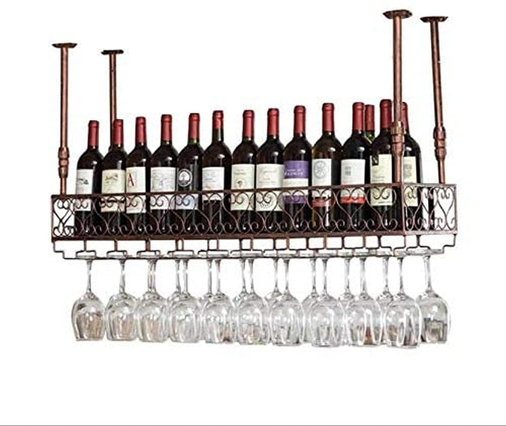 Casier à vin bronze 120 cm suspendu en métal pour bar chic