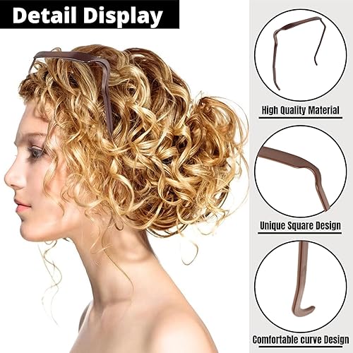 Miniatura 4 de Dazzhues 2 diademas con forma de lentes de sol para cabello rizado, diadema cuadrada para mujer, aro invisible para el cabello, diademas de moda