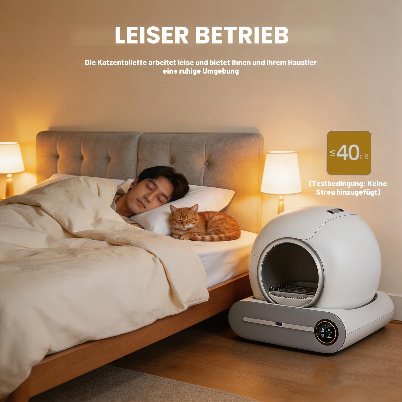 Selbstreinigendes Katzenklo 65L+9L mit App, Ionischer Desodorierer | 6 Rollen Müllsäcken 2 Filter 1 Fußmatte für Mehrere Katzen