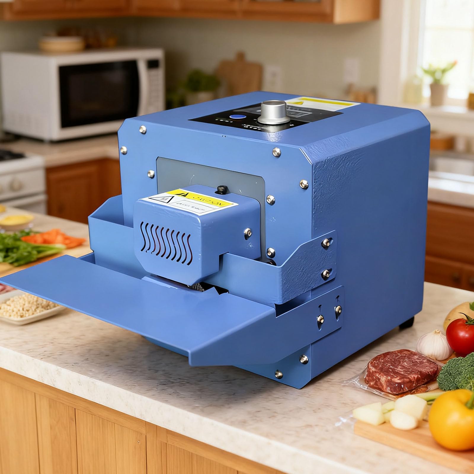 Selladora Comercial De Bolsas De Plástico, Selladora Automática De Bolsas De Plástico Para Alimentos, 300 W, 6 M/Min., Para Galletas, Pequeños Comercios, Cocinas Domésticas, Azul
