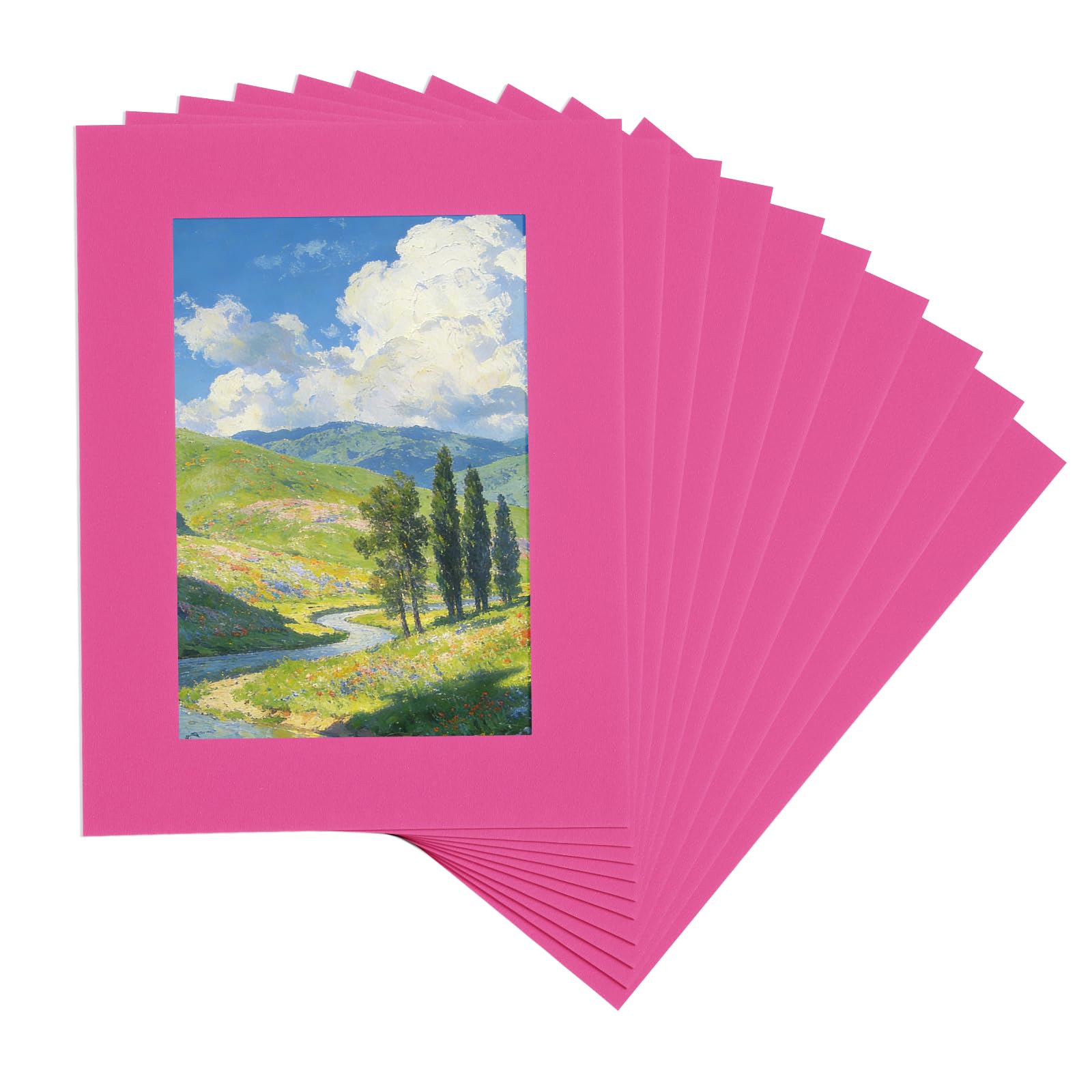 QUARKZMAN 10 PCS Passepartout per Cornici, 7 x 6 Pollici Passepartout per Foto, Cartoncini Tagliati Ad Angolo per Stampe Fotografiche Opere d'Arte Ad Acquerello Sfondo, Rosso Rosa