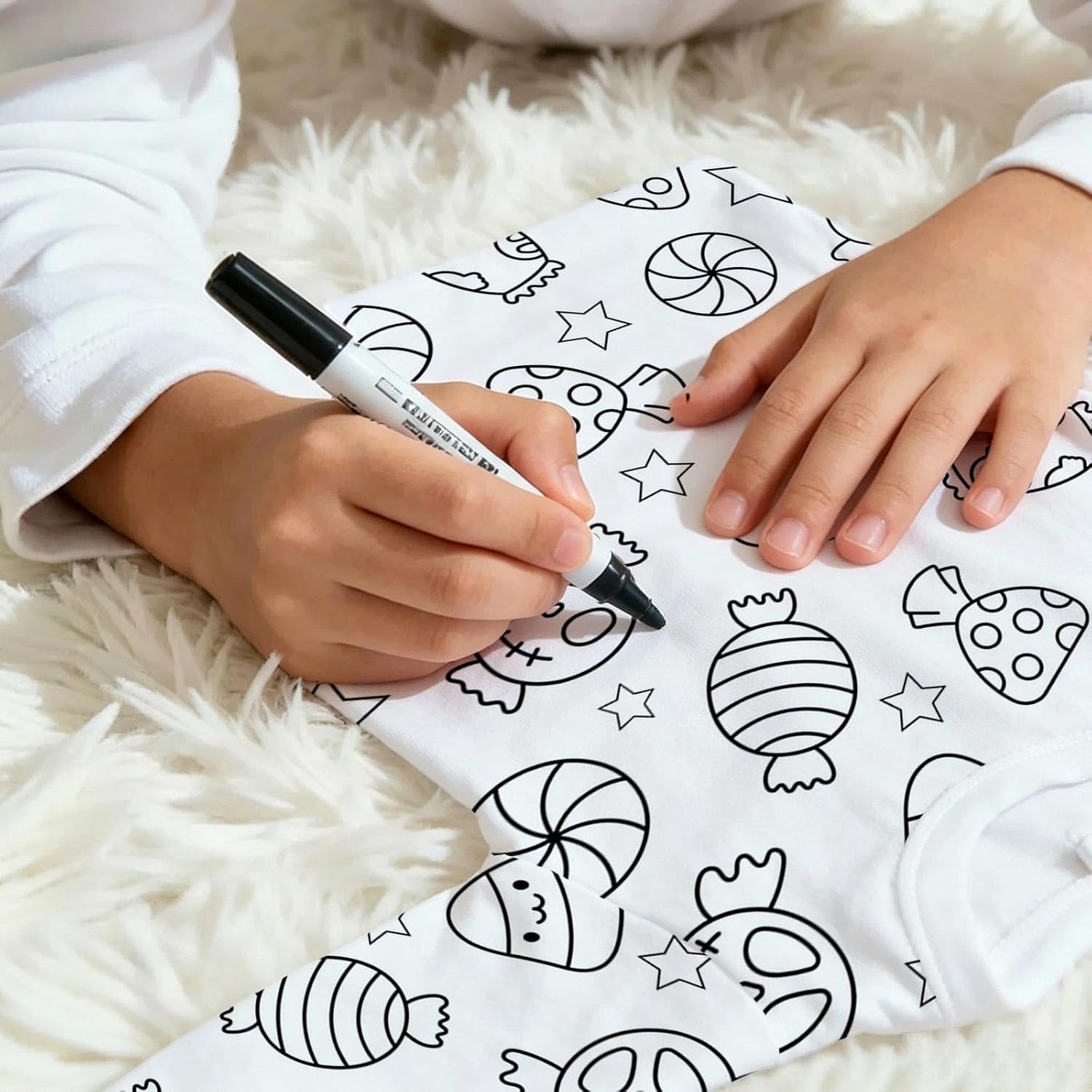 Kids Halloween DIY Coloring Set 2 Piece Hand Painted Colorable Funny Outfit