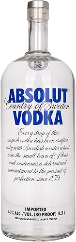 Absolut Vodka Original / Absolute Reinheit und einzigartiger Geschmack in ikonischer Apothekerflasche / Schwedischer Klassiker - ideal für Cocktails und Longdrinks / 1 x 4,5 L - 4,5l - Original - Single