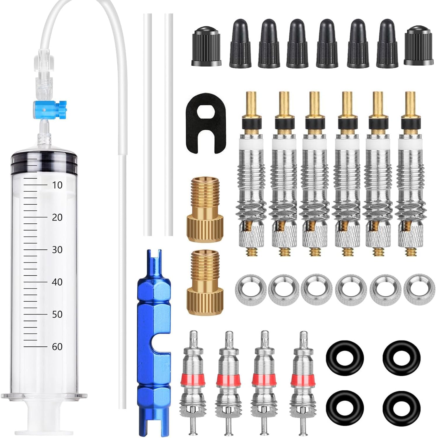 Seringue Pour Mastic Tubeless De Vélo - Compatible Stans, Orange Seal - Avec Outil De Dévissage De Valve Presta/Schrader