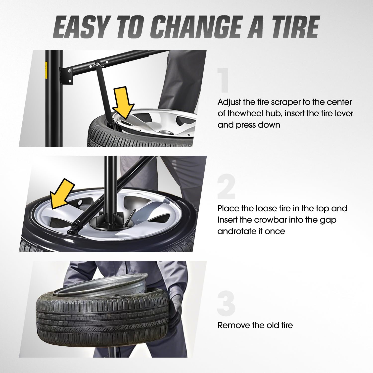 DNA Motoring Manual Tire Changer Portable Hand Bead Breaker Tire Machine for 15" to 21" Tires Tire Mounting Machine for Car Truck Home Garage Small Auto Shop, TOOLS-00781