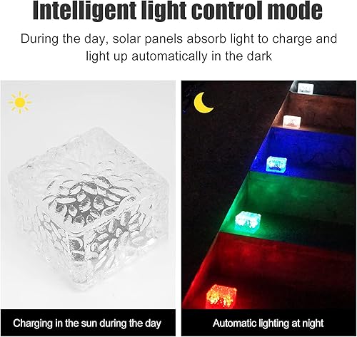 Miniatura 3 de Luces de pavimentación solares para bordes de paisaje, 1 paquete, adoquines cuadrados de luz que cambian de color para patio exterior, ladrillos de