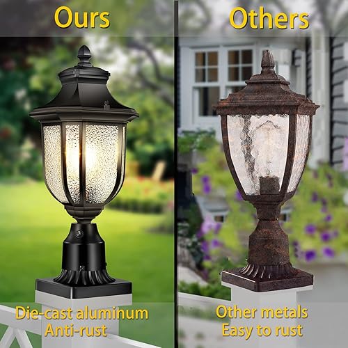 Miniatura 5 de Luces de poste para exteriores del anochecer al amanecer, cableado de 120 V con base de montaje en muelle, linterna de poste antioxidante, lámpara