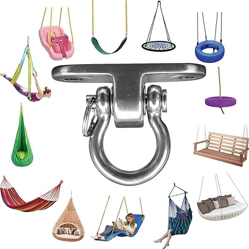 Miniatura 6 de 2 juegos de ganchos giratorios de rodamientos silenciosos, resistente gancho giratorio giratorio de 180, capacidad de 1500 libras, juego de hamaca