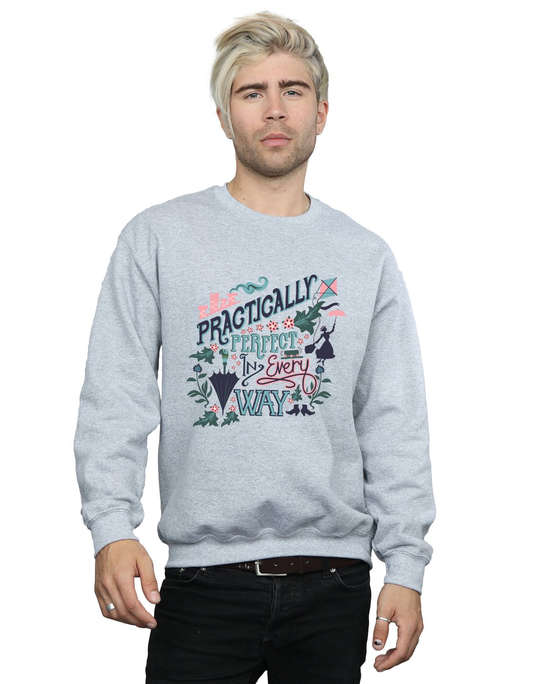 Disney Men's Mary Poppins Practically Sweatshirt Sport Grey XX-Large