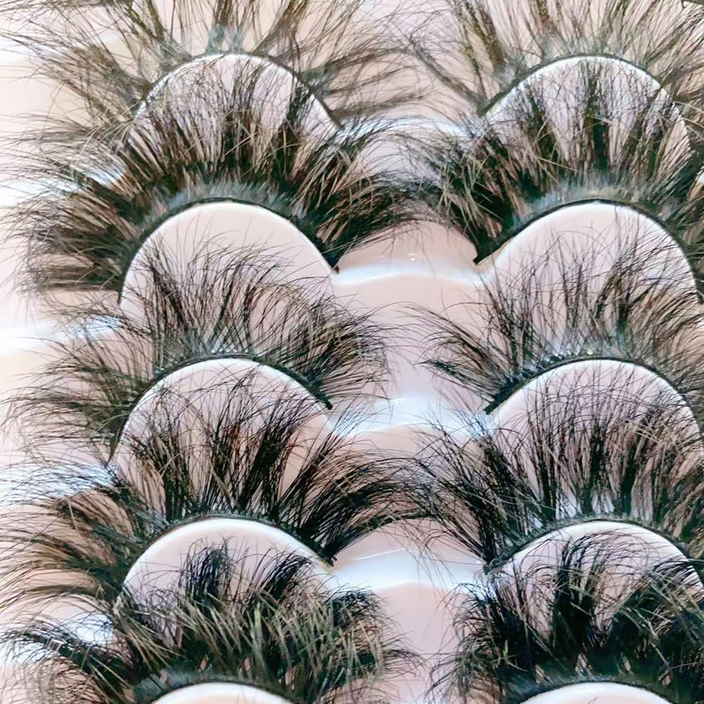 Ciglia finte da 25 mm, drammatiche ciglia in finto visone 8D, 7 stili misti, morbide, soffici, lunghe, voluminose, per Halloween e cosplay