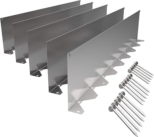 Vodaland - Juego completo de bordes de jardín de acero inoxidable de 8 pulgadas con clavos de instalación incluidos (5)