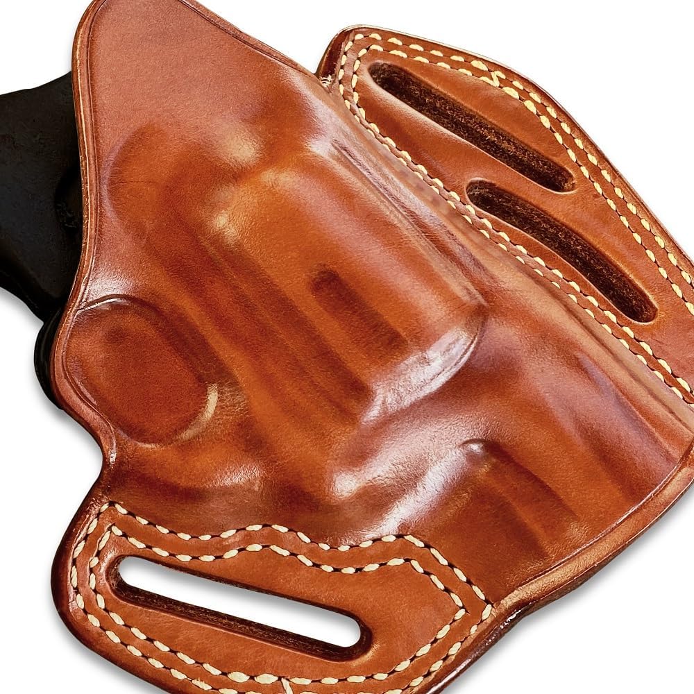 Masc Premium The Ultimate Leather Pancake Holster OWB Open Top Fits J-Frame 2-inch, Right Hand Draw, Brown Color #1056#