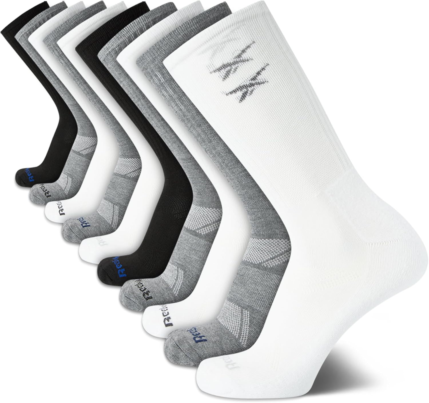 Reebok Men's Crew Socks - 10 Pack Stretch Performance Cushioned Crew Socks - Arch Support Athletic Socks for Men (6-12.5)