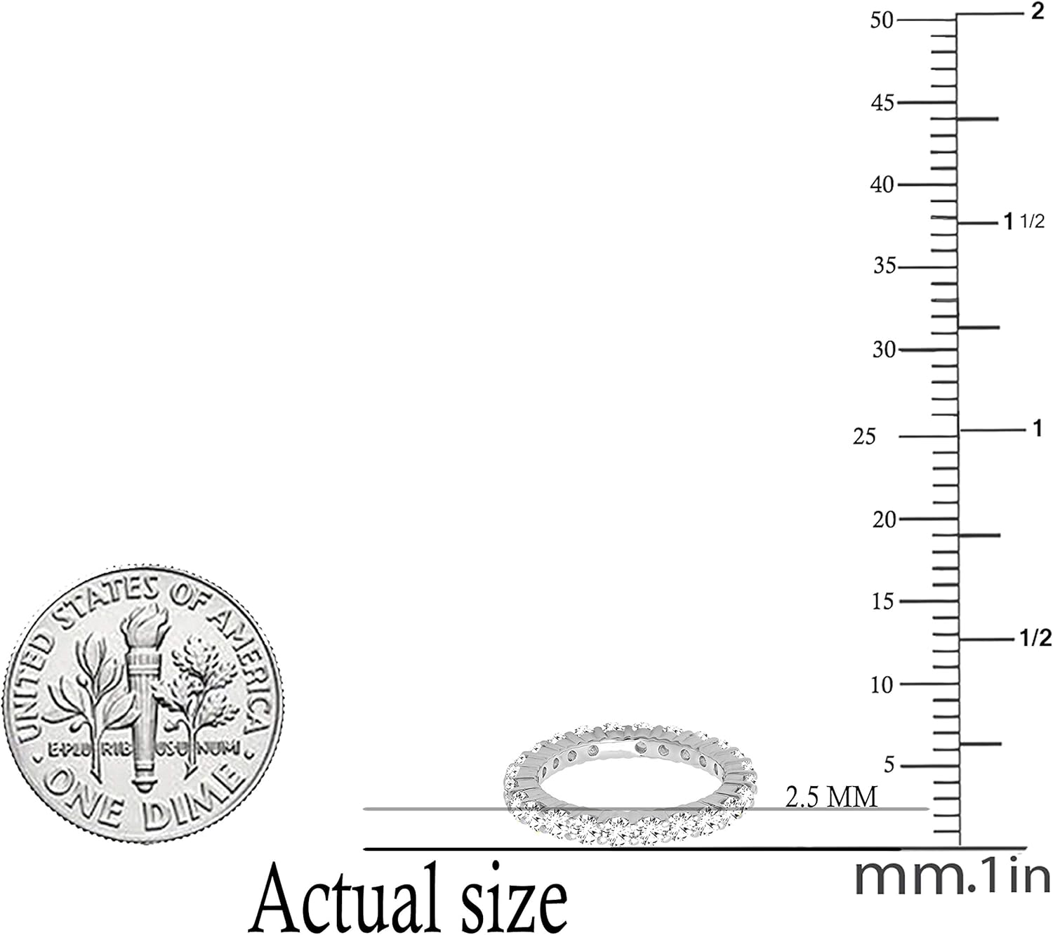 Dazzlingrock Collection 1.70 Ctw Round White Cubic Zirconia CZ Eternity Wedding Stackable Band, 10K Real Solid Gold