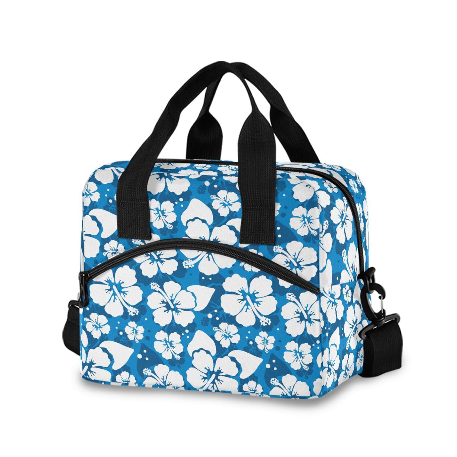 Sletend Insulated Hawaii Hibiscus Lunch Bag Unisex Reusable Lunch Box Lunch Bag for Office Work School Picnic Beach, Leakproof Cooler Tote