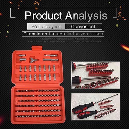 Miniatura 7 de KATUR Juego de 100 puntas de seguridad multiusos con soporte magnético para puntas de extensión, destornillador hexagonal métrico y SAE a prueba de