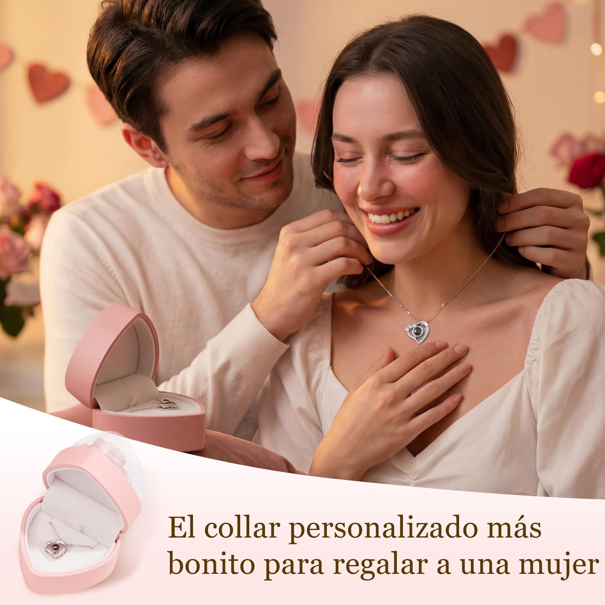 Easycosy Collar con Foto Personalizada para Mujer, Collar con Foto Dentro, Colgante Personalizado - Proyección con Imagen, Idea Regalo para Mujer, Mamá, Esposa, Aniversarios de Cumpleaños