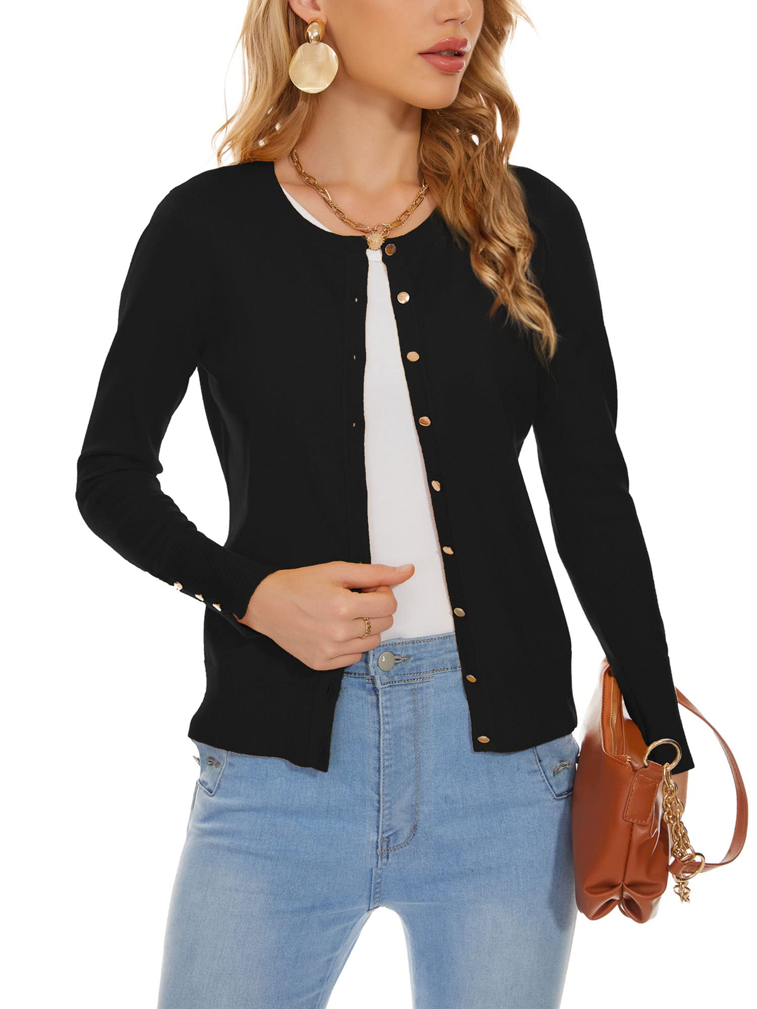 Spicy Sandia Button Down Crewneck Cardigan Sweaters for Women
