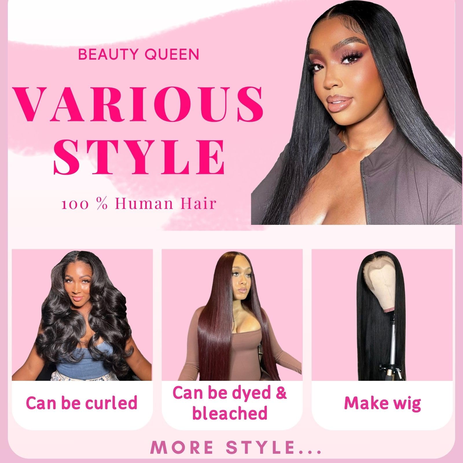 Amazon.com : Beauty Queen Brazilian Straight Human Hair  display picture 3