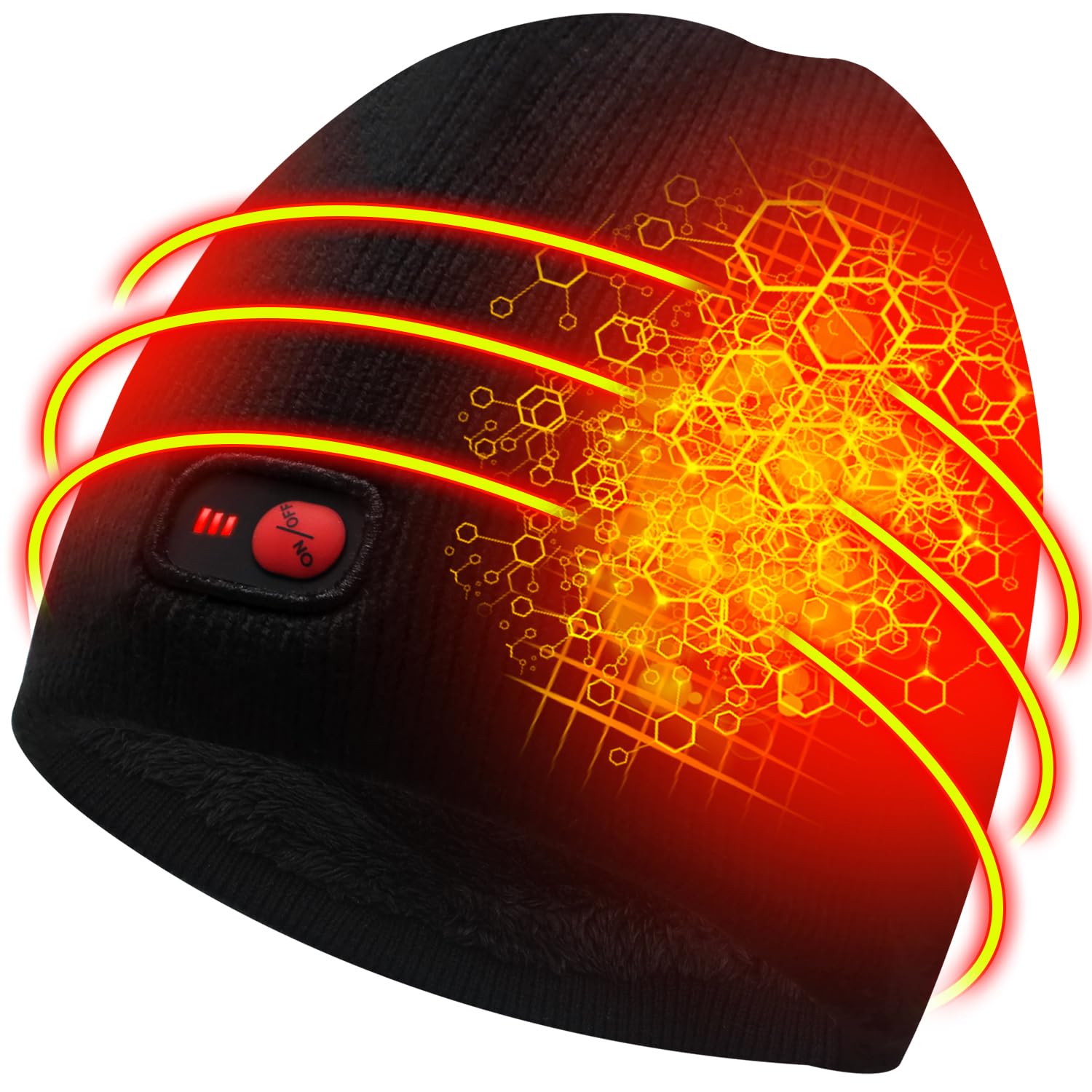 Autocastle Men Women Rechargeable Electric Warm Heated Hat Winter Battery Heat Skull Beanie