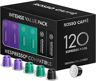 ROSSO CAFFÈ Nespresso Kapseln 120 Stück Wachmacher Kaffee "Extra Dark", 3 Premium Dunkelröstungen, Nespresso kompatible Kaffeekapseln, kompatibel mit Original Kapselmaschinen