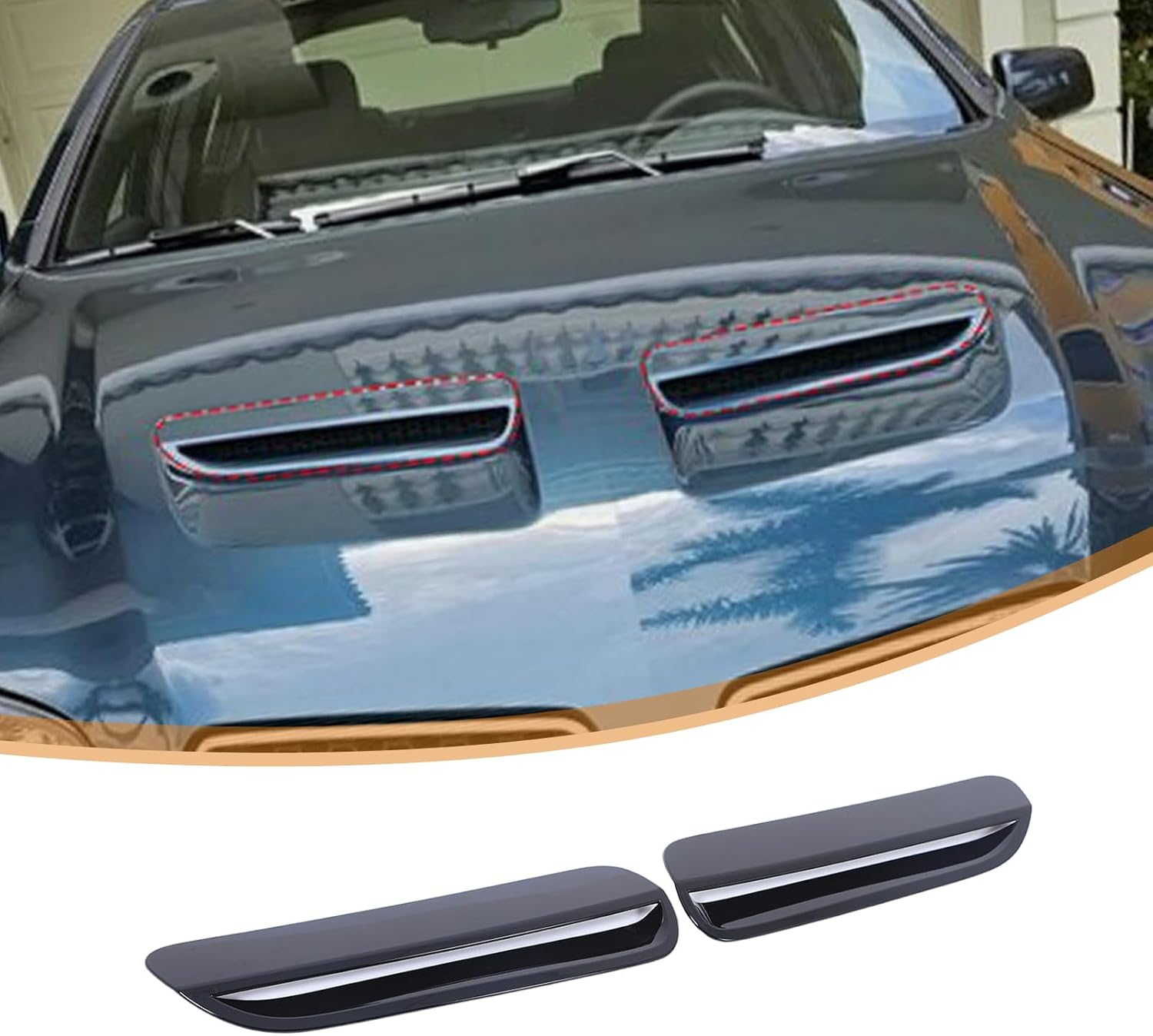 Car Engine Hood Air Outlet Vent Cover Trim Compatible with Pontiac G8 08-09/Holden Commodore 06-12 Car Front Engine Hood Vent Air Flow Intake Body Moulding Protection Cover decoration (Piano Black)