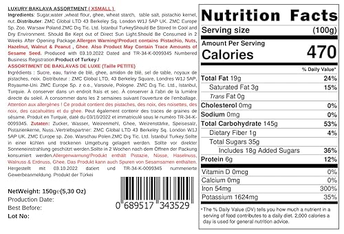 Miniatura 2 de Mughe Gourmet Caja de regalo surtida de Baklava de alta calidad, postres de repostería Kadayif de lujo con pistacho Baklawa, almendras, nueces,
