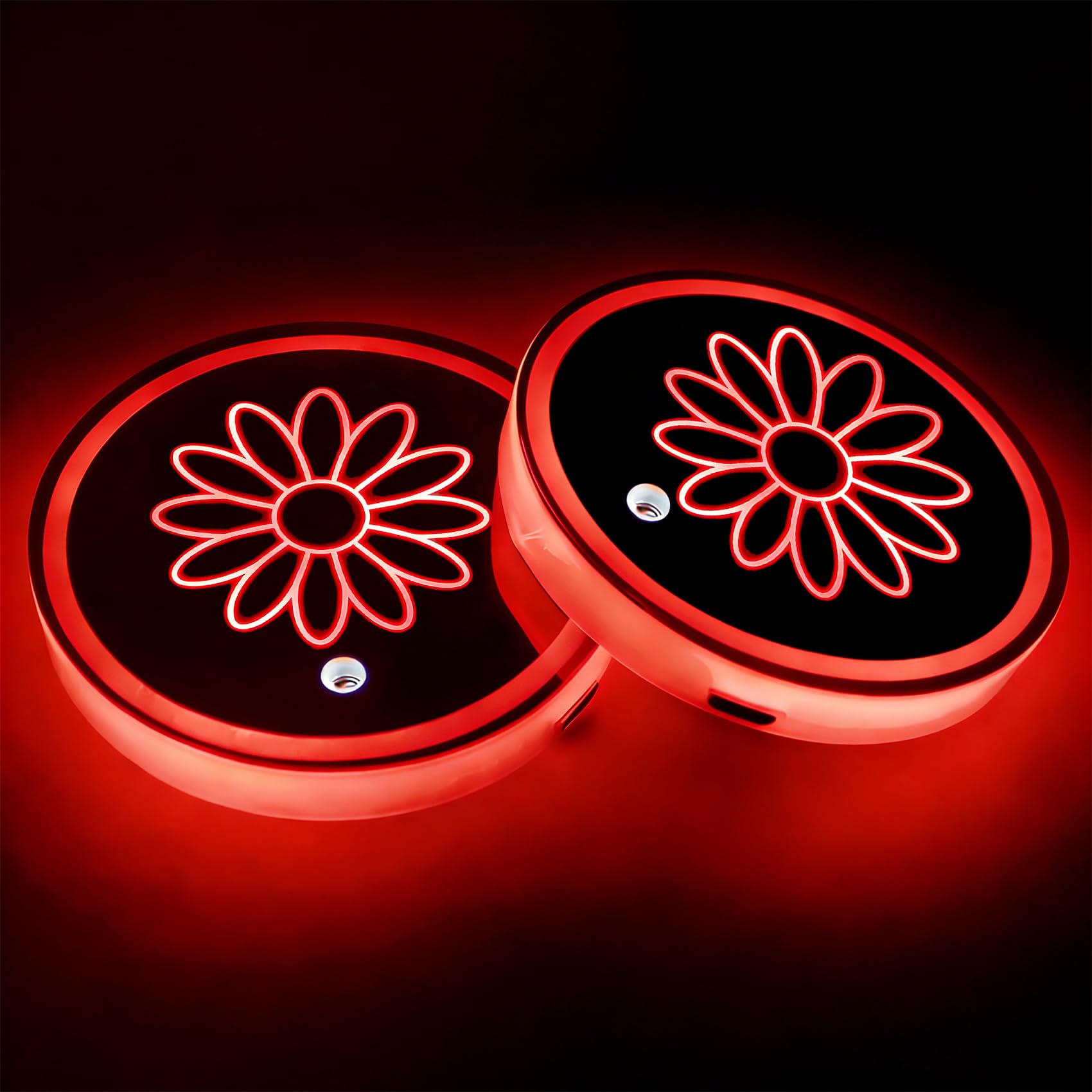Porte-gobelet lumineux LED pour voiture Daisy avec capteur de vibration et 7 couleurs changeantes