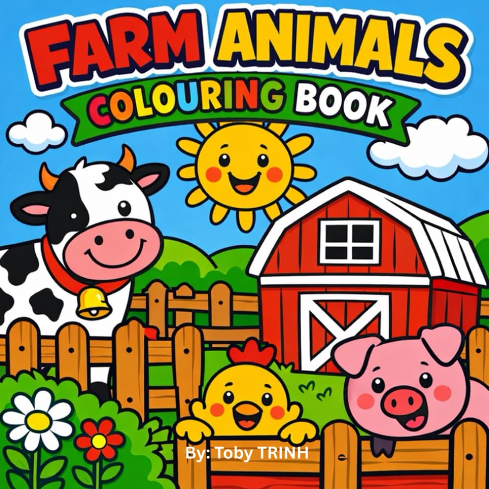 Farm Animals Coloring Book for Kids Ages 3–6: Cute Farm Animals to Color for Fun & Learning