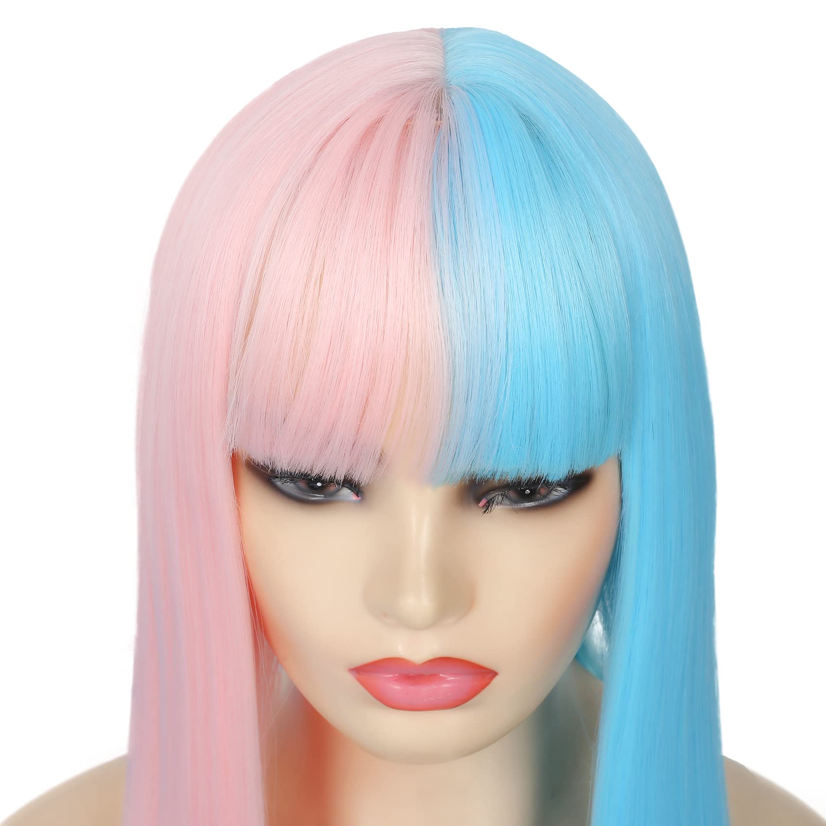 ✨24” pink blue purple cutesy bang cosplay wig +NWT Amazon.com: QHQ-SHININGLIFI Unicorn Wolf Cut Wig with Pink  main image 4