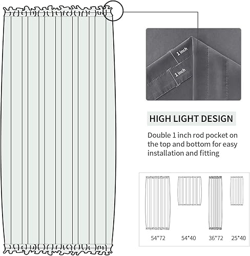 Miniatura 434 de DWCN Cortinas para puerta francesa: cortina térmica con bolsillo para barra para puertas con ventana de cristal, puertas de cocina y patio