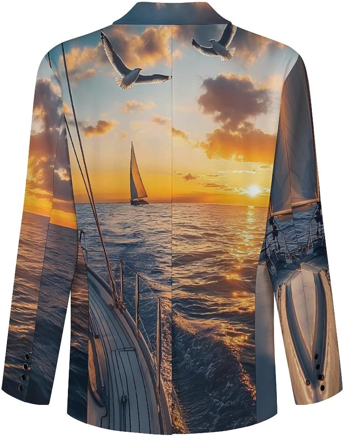 Sailboat and Sea Mens Blazer Lightweight Sport Coat Two Button Suit Jackets
