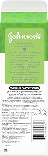 Miniatura 6 de Johnson's Baño para bebé con aromas naturales relajantes y relajantes, hipoalergénico, suave y sin desgarros, esencial para el baño nocturno del