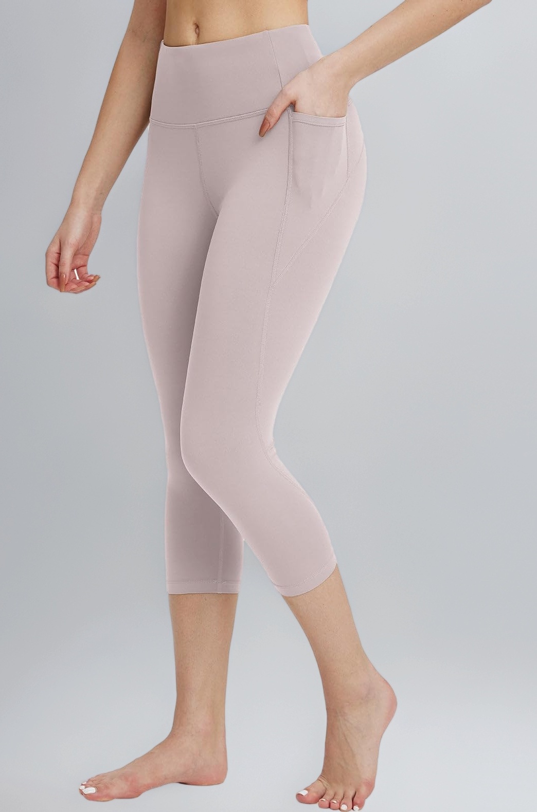 Women's Capri Leggings Workout Yoga Running Capris High Waisted Pull On Cropped Leggings with Pockets