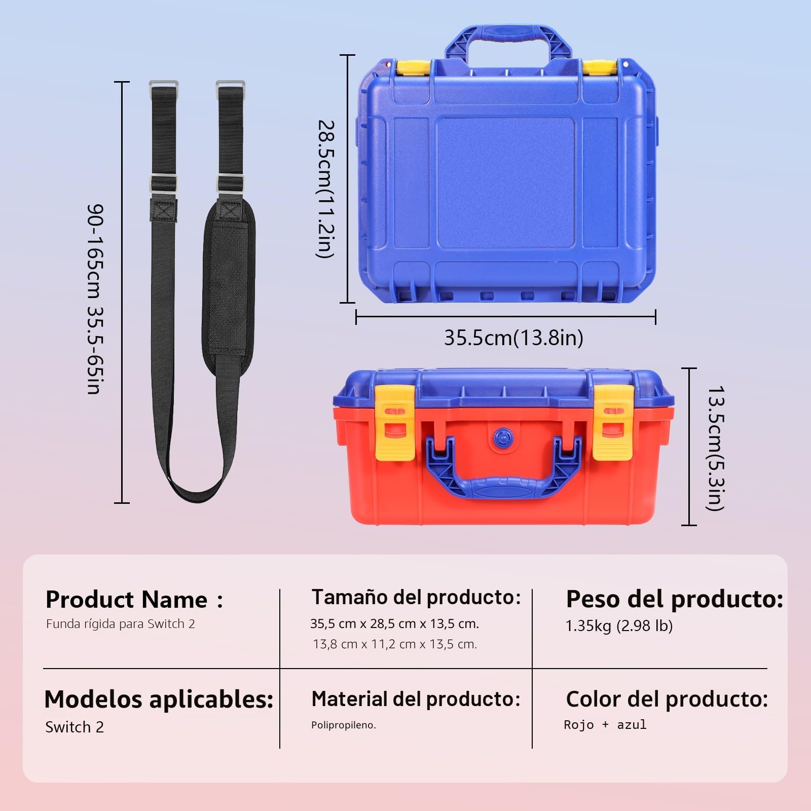FPVtosky Estuche rígido para Switch 2, Bolsa de Viaje portátil Impermeable para Accesorios de Switch 2, Tiene Capacidad para 2 Pro Controllers, 22 Tarjetas de Juego y Cable HDMI(en Color)