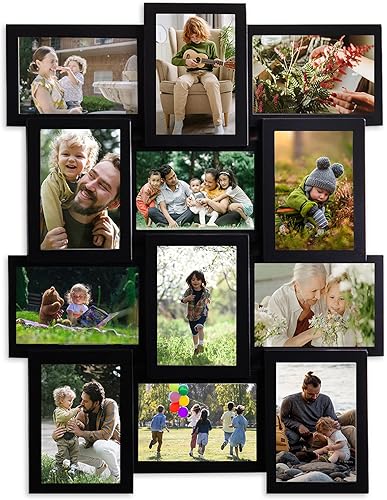 Miniatura 8 de Marcos de fotos collage de 12 aperturas de Reunion Friends Family Memory Photo Frames Collage para decoración de pared, marco de fotos, selfie,