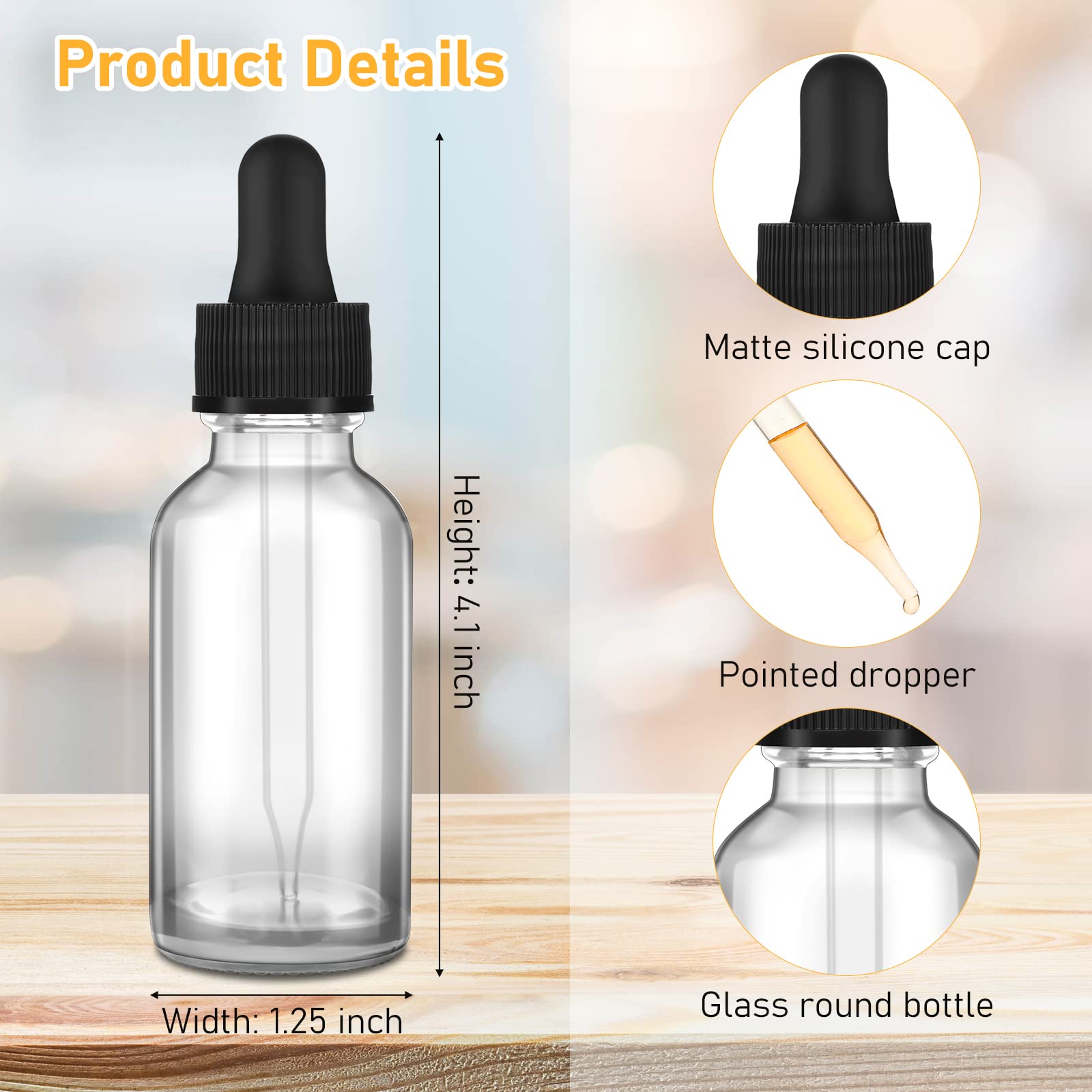 100 Stück 1 oz Glas-Tropfflaschen Glas Augentropfen Flaschen auslaufsichere Glasflaschen mit Pipette leer für ätherische Öle Parfüm (transparent)