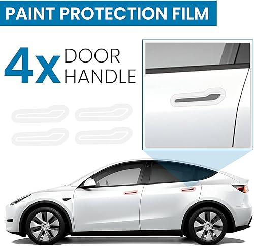 Miniatura 2 de Tesla Model 3 Modelo Y - Adhesivo para puerta alrededor de la manija, protector anti arañazos, protección de pintura de película PPF (4 piezas)