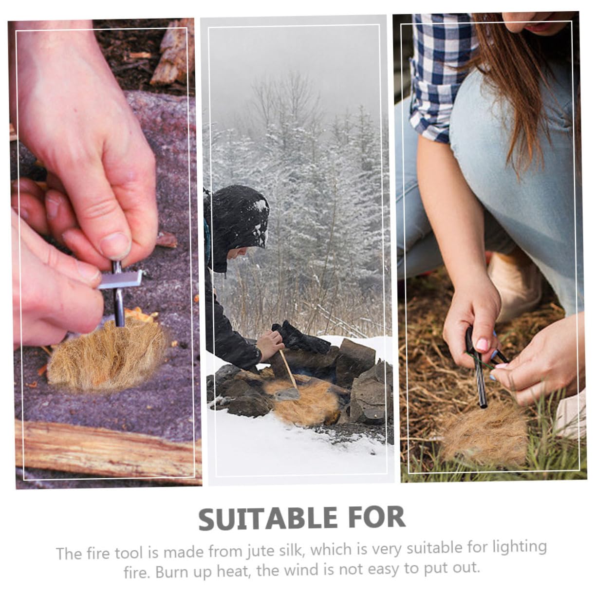 UPKOCH 4sets Jute Fire Starter Lightweight Camping Flame Tool for Easy Outdoor Cooking Survival Accessories Weather Resistant for Campfires and Grills 3pcs*4