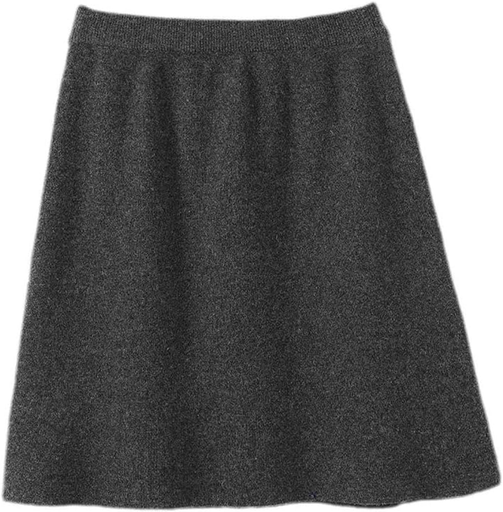 Women Wool Skirt A-Line Elastic Waist Skirt Office Merino Wool Knitted Soft Above Knee Mini Dress