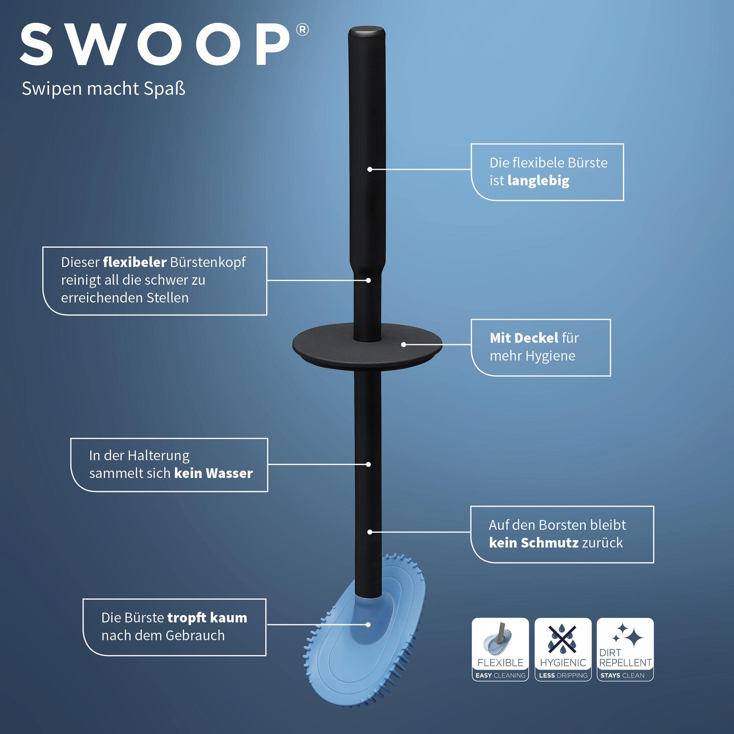 Tiger Swoop® Toilet brush flexible, Black, 86x86x400mm, 86x400x86 mm - Image 4