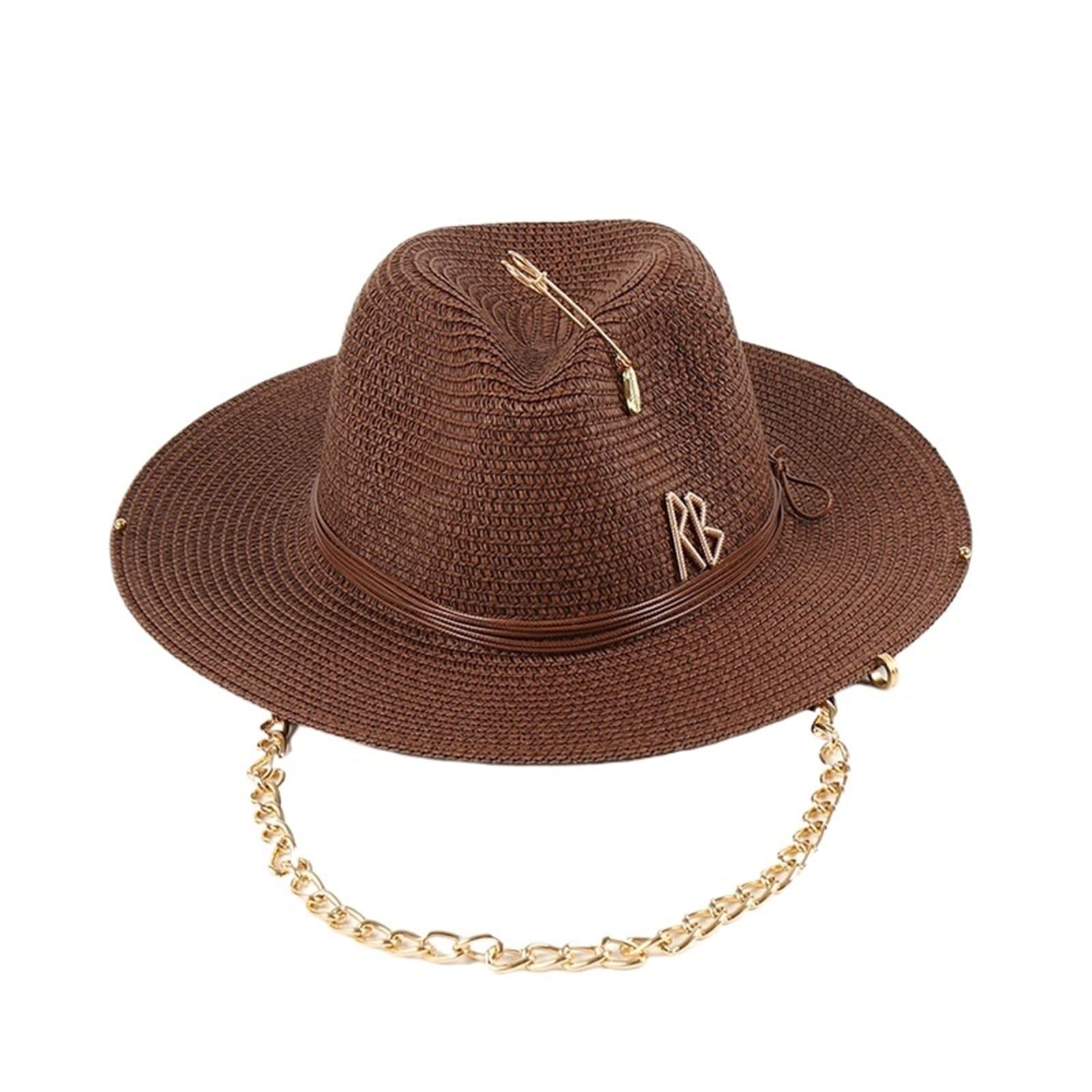 Cappello da Spiaggia in Paglia Premium, Classico Cappello da Sole a Tesa Larga per Donna, Accessorio per Le Vacanze e la Protezione Solare