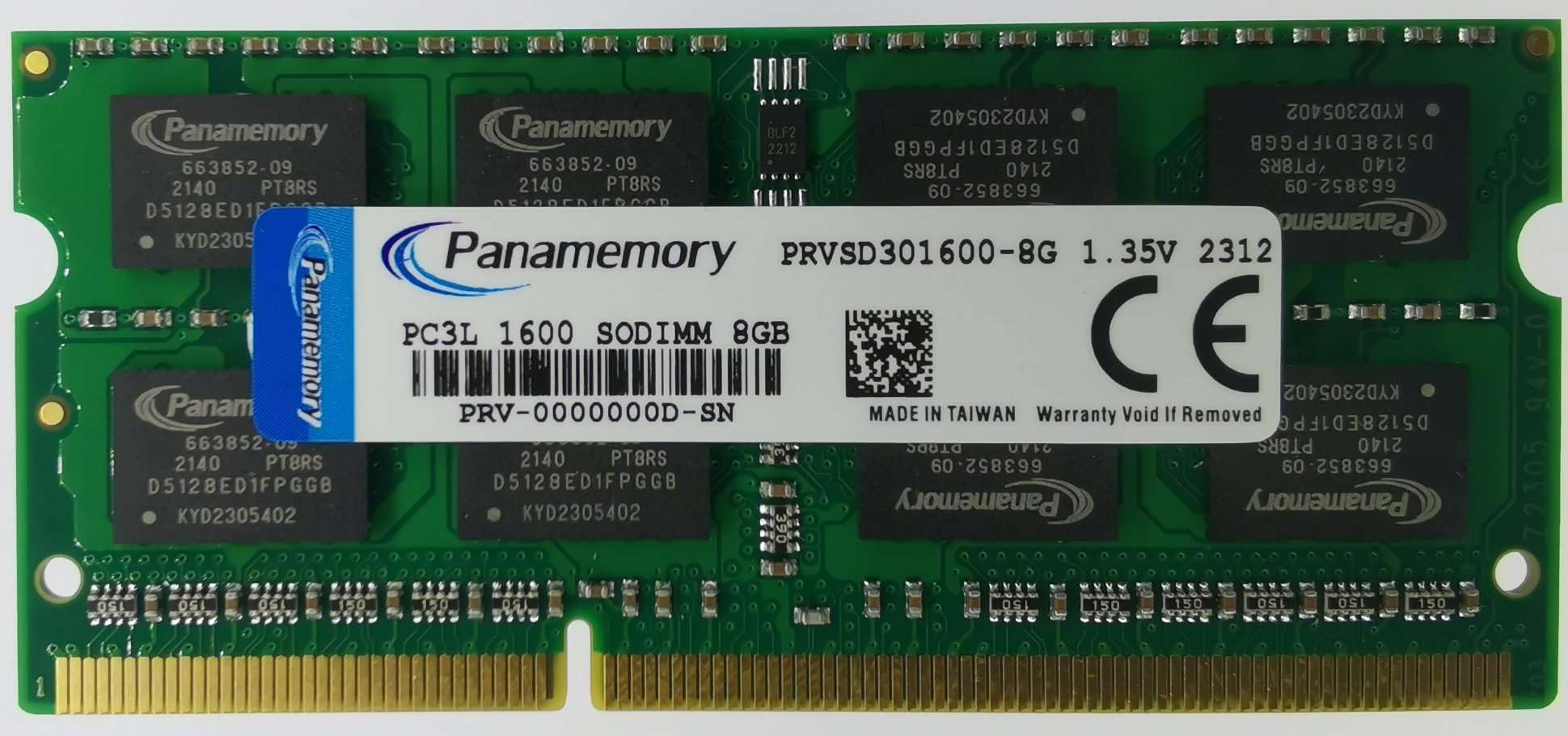 RAM 8 Go 2 Rx8 PC3L-12800S DDR3L 1 600 MHz SODIMM 1,35 V CL11 204 broches Mémoire portable