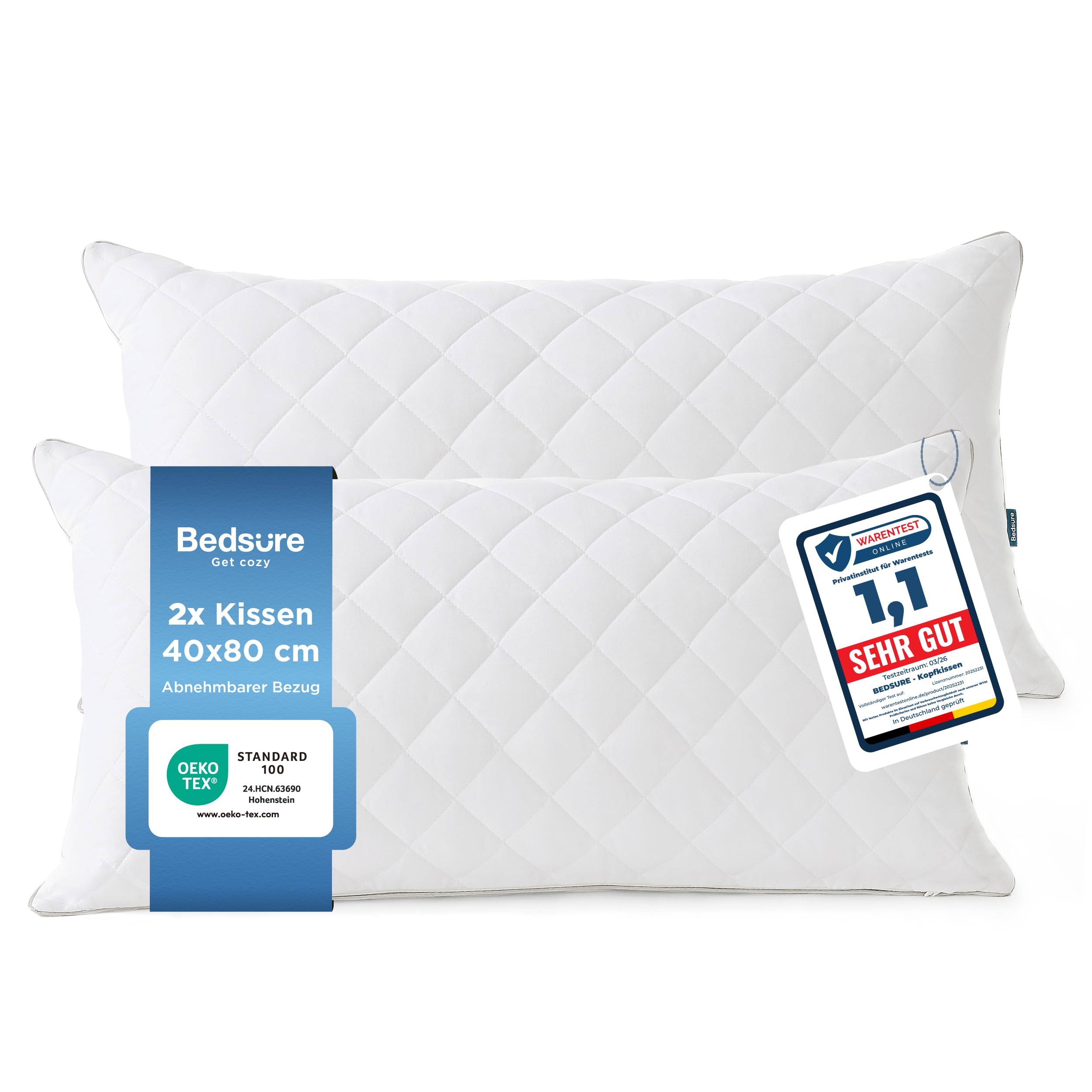 BEDSURE Kopfkissen mit Reißverschluss